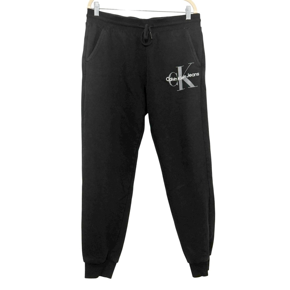 Calvin Klein Jeans Womens Black Logo‎ Jogger Sweatpants Size M Medium Drawstring